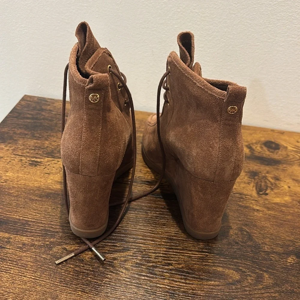 Michael Kors Brown Suede Wedge Ankle Boots 7.5